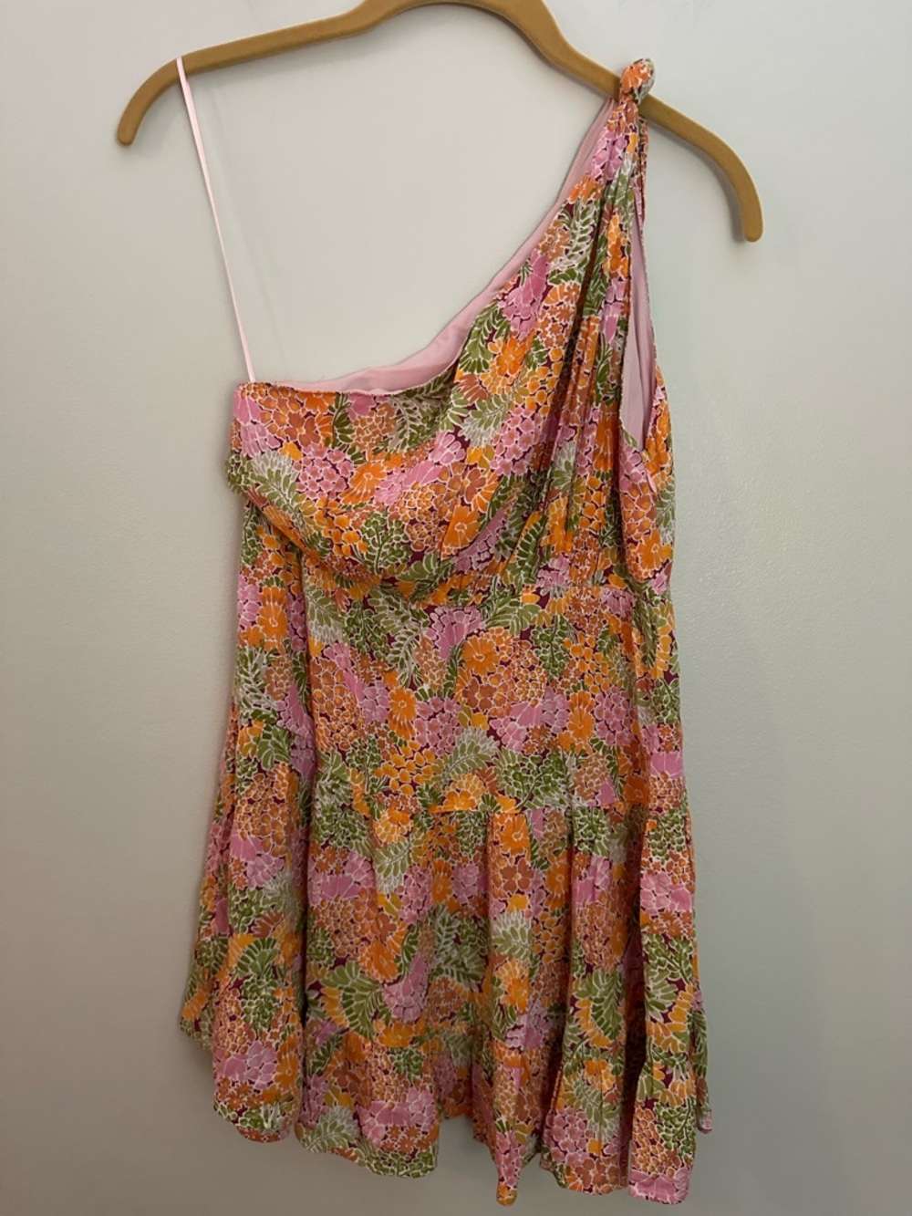 Sky to Moon Floral Mini Dress Small Orange Pink EUC